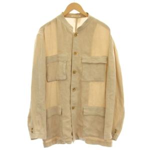 リネン ジャケット スタンドカラー バンドカラー 麻 M ベージュ /G