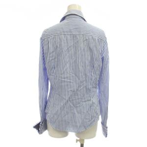 Paul Smith BLACK シャツ ブラウス 40 水色 白 ストライプ柄 フリル 長袖 /JP