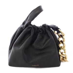 Santa Monica Chain Bag 巾着 ハンドバッグ レザー チェーン 黒 ブラック /TK
