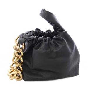 DEMELLIER Santa Monica Chain Bag 巾着 ハンドバッグ レザー チェーン 黒 ブラック /TK