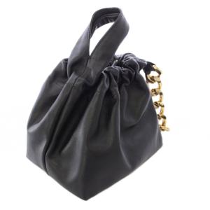DEMELLIER Santa Monica Chain Bag 巾着 ハンドバッグ レザー チェーン 黒 ブラック /TK