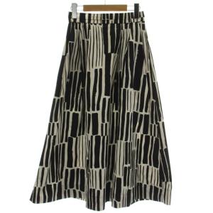 24AW フレアスカート S 黒 白 ロング丈 総柄 /GG