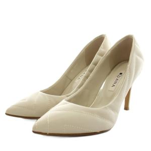 パンプス ポインテッドトゥ ヒール キルティング 22.5cm ベージュ MR19264 /AN37
