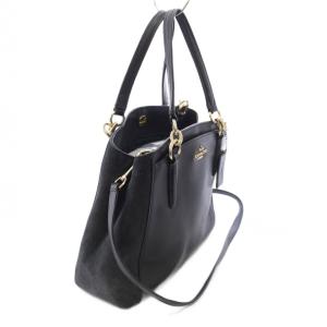 COACH ハンドバッグ ショルダーバッグ レザー スエード 紺 ネイビー /TK