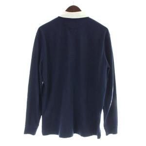 POLO RALPH LAUREN アイコニック ラグビー シャツ ポロシャツ M 紺 ネイビー 長袖 配色襟 ロゴ刺繍 /AP