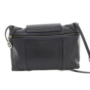 Longchamp ル プリアージュ キュイール ショルダーバッグ ポシェット レザー ネイビー /YM