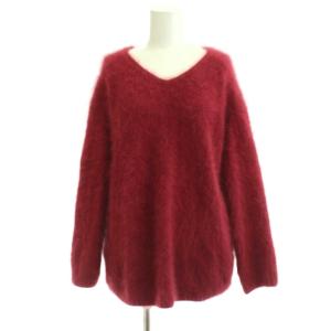 17AW Fur Vネックプルオーバー ニット セーター 赤 長袖 /JP