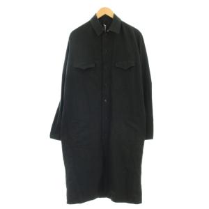 ロングシャツ 長袖 シャツコート 3 黒 ブラック GU-B01-005 /G