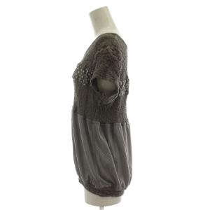 me ISSEY MIYAKE カットソー グレー 半袖 ラウンドネック ドット シャーリング MI02FK442 /GG