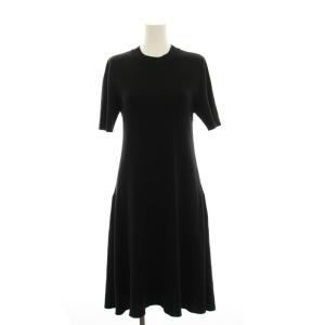 17SS ニット ワンピース ロング 半袖 38 黒 37440 /YM