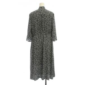 23区 ワンピース 38 黒 花柄 七分袖 ロング丈 /JP
