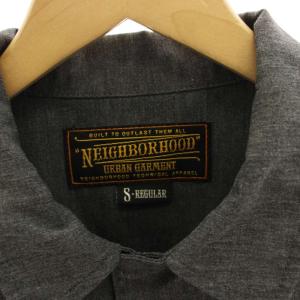 NEIGHBORHOOD ワークシャツ カジュアルシャツ 長袖 ロゴ刺繍 S グレー /HN