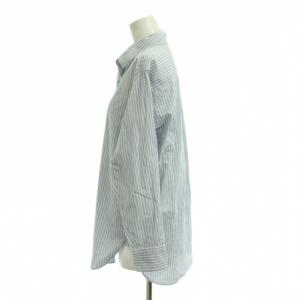 23区 24AW シャツ ブラウス 38 水色 白 ストライプ柄 長袖 レギュラーカラー /JP