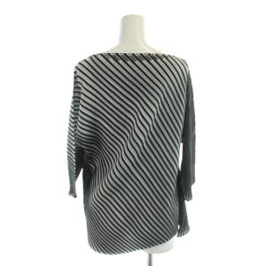 ISSEY MIYAKE シャツ ブラウス 2 黒 ブラック 白 ホワイト プリーツ 変形デザイン 七分袖 /AP