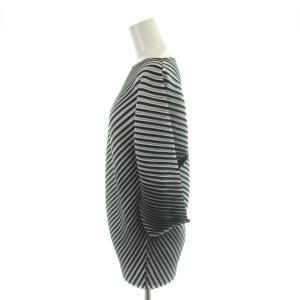 ISSEY MIYAKE シャツ ブラウス 2 黒 ブラック 白 ホワイト プリーツ 変形デザイン 七分袖 /AP