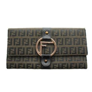 ズッカ柄 長財布 二つ折り 小銭入れ 茶 ブラウン /AN22 OH