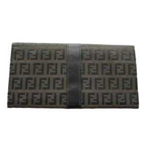 FENDI ズッカ柄 長財布 二つ折り 小銭入れ 茶 ブラウン /AN22 OH