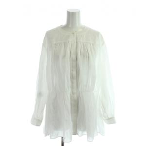23SS ICY LAWN CATENA シャツ ブラウス 38 白 ホワイト ノーカラー 長袖 ティアード