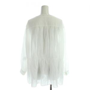 theory luxe 23SS ICY LAWN CATENA シャツ ブラウス 38 白 ホワイト ノーカラー 長袖 ティアード
