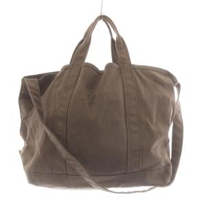 トートバッグ ショルダーバッグ ロゴ キャンバス 茶 ブラウン /AN3
