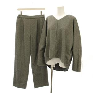 セットアップ 上下 ウーリージャージー コクーンプルオーバー カットソー パンツ S M black multi