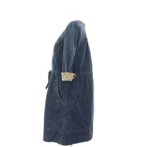 BURBERRY BLUE LABEL デニム ワンピース ミニ 36 青 ブルー 七分袖 チェック E1J15-766-28 /YM