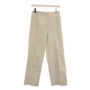 コットンリネンハイカウントクロス ハイウエストパンツ スラックス 36 ライトベージュ /YM
