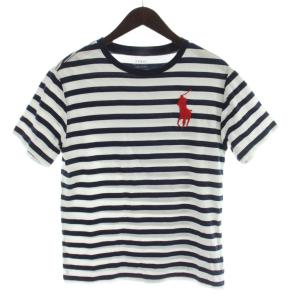 Tシャツ 160 紺 ネイビー 白 ホワイト ボーダー柄 半袖 ビッグポニー /AP