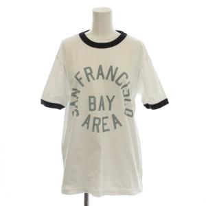 22SS Tシャツ カットソー 白 ホワイト 半袖 リンガーネック ロゴプリント /LP