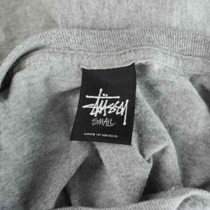 STUSSY Tシャツ S グレー ロゴプリント クルーネック 半袖 /AP