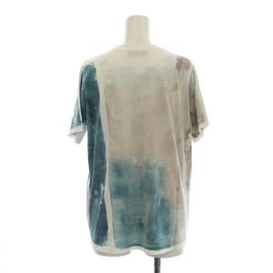 CIVIDINI Tシャツ カットソー XS 白 ホワイト 青 ブルー グレー 抽象柄 ラウンドネック 半袖 /LP