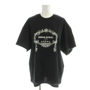 Tシャツ S 黒 ブラック 半袖 ロゴプリント ラウンドネック /AP