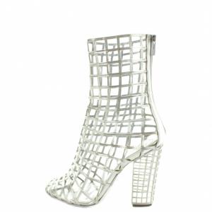 YVES SAINT LAURENT ankle boots ミドルブーツ 透かし編み 38 シルバーカラー
