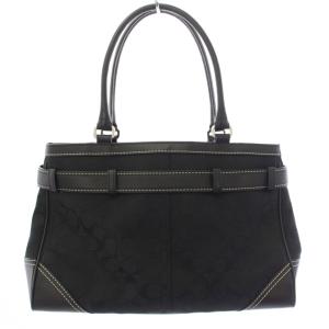 COACH トートバッグ ハンドバッグ シグネチャー キャンバス 黒 ブラック 8K07 /TK