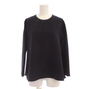20SS シャツ ブラウス 36 紺 ラウンドネック 長袖 Aライン /JP