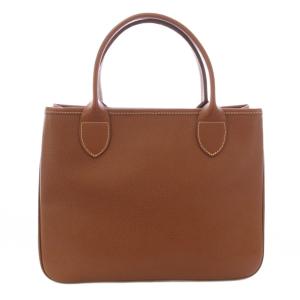 Longchamp ハンドバッグ トートバッグ レザー ロゴ 型押し ポーチ付き 茶 ブラウン /TK