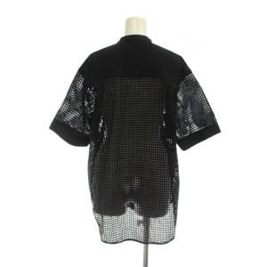 23区 シャツ ブラウス 38 黒 メッシュ ノーカラー 半袖 /JP