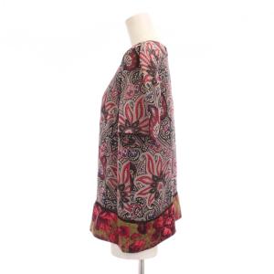 PAUL SMITH シャツ ブラウス 絹 40 赤紫 総柄 半袖 裾切り替え BL.PP.CW.0830 /JP