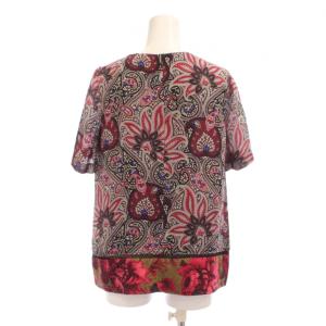 PAUL SMITH シャツ ブラウス 絹 40 赤紫 総柄 半袖 裾切り替え BL.PP.CW.0830 /JP