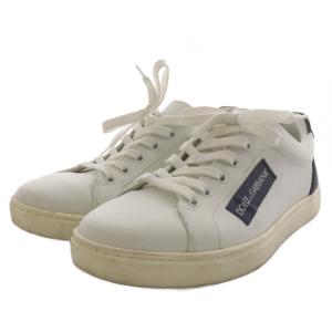 & DOLCE&GABBANA スニーカー シューズ ロゴ 6.5 白 ホワイト 紺 ネイビー 1640 /AN1