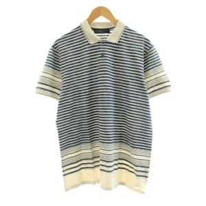 ポロシャツ カットソー 鹿の子 半袖 ボーダー柄 ペイズリー柄 3XL 紺 ネイビー ベージュ 151-1Y296-9113