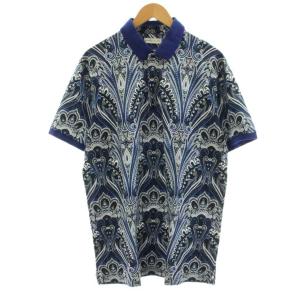 ポロシャツ カットソー 鹿の子 半袖 ペイズリー柄 XXL 紺 ネイビー 181-1Y800-4021