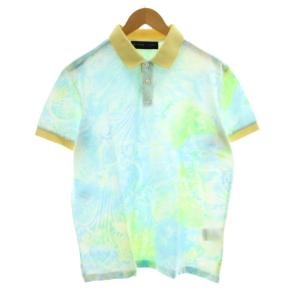 ポロシャツ カットソー 鹿の子 半袖 ペイズリー柄 XL 水色 黄 イエロー 141-1Y049-4059