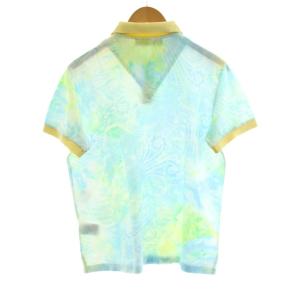 ETRO ポロシャツ カットソー 鹿の子 半袖 ペイズリー柄 XL 水色 黄 イエロー 141-1Y049-4059