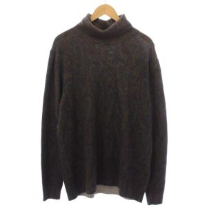 ニット セーター タートルネック カシミヤ100％ 長袖 ペイズリー柄 2XL カーキ 182-1M569-9717