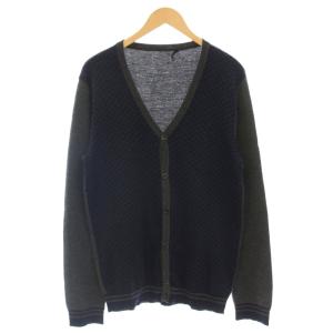 カーディガン ニット ウール カシミヤ混 長袖 XL ネイビー グレー 243669 /G