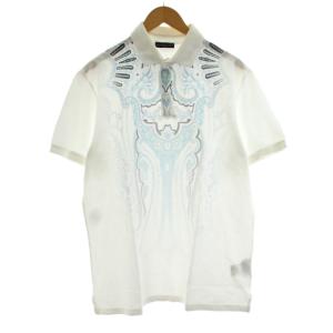 ポロシャツ カットソー 鹿の子 半袖 ペイズリー柄 2XL 白 ホワイト 水色 171-11513-4041