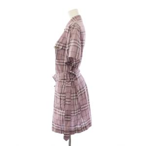 BURBERRY LONDON シャツ ブラウス 半袖 チェック柄 44 ピンク FEG71-075-34 /AN60