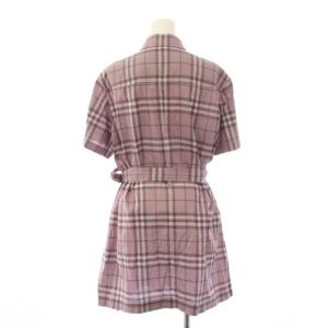 BURBERRY LONDON シャツ ブラウス 半袖 チェック柄 44 ピンク FEG71-075-34 /AN60