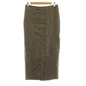 21SS LINEN スカート タイト ミモレ ロング 麻 リネン 36 茶 ブラウン 21060500706010